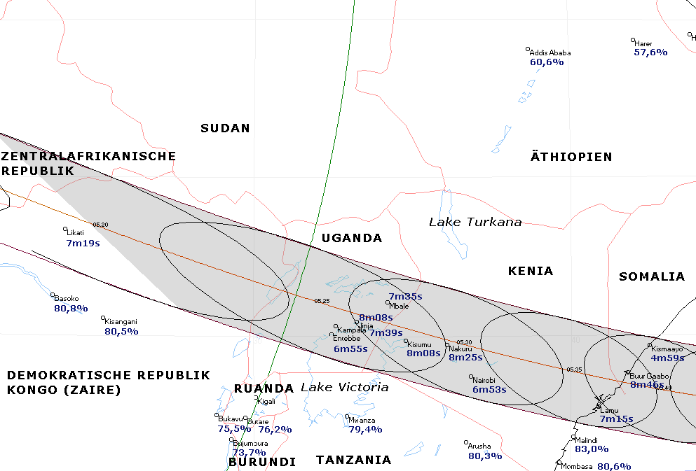 Verlauf der Zentralzone am 15.01.2010 über Ostafrika